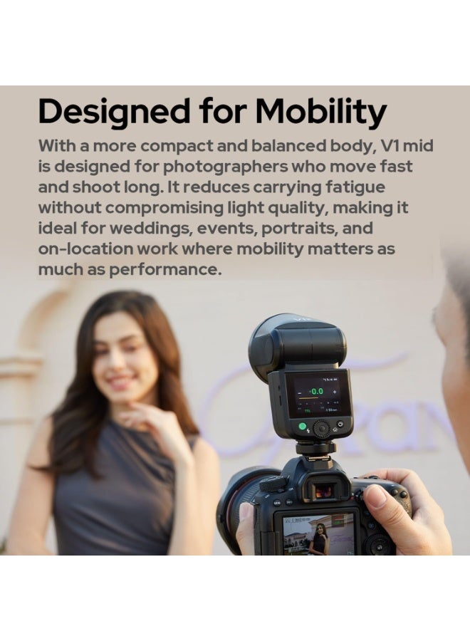 جودوكس فلاش Godox V1N TTL على الكاميرا لكاميرات Nikon – سبيدلايت برأس دائري مع HSS حتى 1/8000 ثانية، بطارية ليثيوم قابلة لإعادة الشحن ونظام لاسلكي 2.4G - Image 4